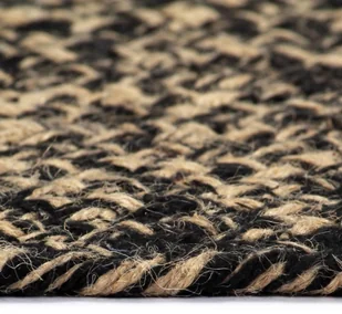 vidaXL Ręcznie wykonany dywan, juta, czarny i naturalny, 120 cm 133726 - Dywaniki łazienkowe - miniaturka - grafika 3