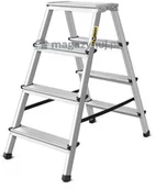 Drabiny - Drabina aluminiowa, dwustronna, 4 stopnie wytrzymałość: 125-150 kg (wytrzymałość 125 kg) - miniaturka - grafika 1