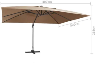vidaXL Parasol z LED i aluminiowym słupkiem, 400x300 cm, taupe vidaXL - Parasole ogrodowe - miniaturka - grafika 11