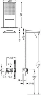 Tres 3V Tres podtynkowy zestaw natryskowy z deszczownią ścienną chrom 210.273.01 21027301 - Baterie podtynkowe - miniaturka - grafika 2