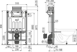 Alcaplast AM118/850 z kontrolą górną lub przednią - Stelaże i zestawy podtynkowe do WC - miniaturka - grafika 2