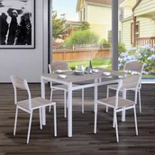 Stoły z krzesłami - Homcom HOMCOM 5-CZĘŚCIOWY ZESTAW DO JADALNI STÓŁ I KRZESŁA szary + biały - miniaturka - grafika 1
