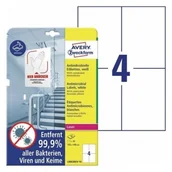 Folie do drukarek - Avery Folia samoprzylepna antydrobnoustrojowa (antybakteryjna) usuwalna 105x148mm ZWECKFORM biała 10 arkuszy 40 etykiet /L8003REV-10/ ZW742-10 - miniaturka - grafika 1