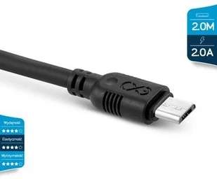eXc mobile Pozostali Kabel USB-mUSB WHIPPY,2m,czarny ODBIERZ OSOBIŚCIE W WARSZAWIE FAKTURA VAT 23% MO-EC-F115 - Kable USB - miniaturka - grafika 2