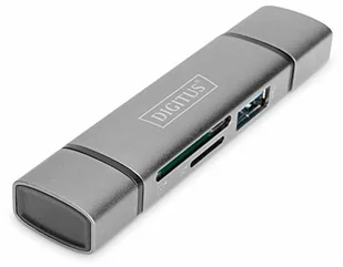 Digitus Czytnik DA-70886 Combo Card Reader Hub USB-C+USB 3.0 1x SD 1x MicroSD 1x USB 3.0 grey DA-70886 - Czytniki kart pamięci - miniaturka - grafika 2