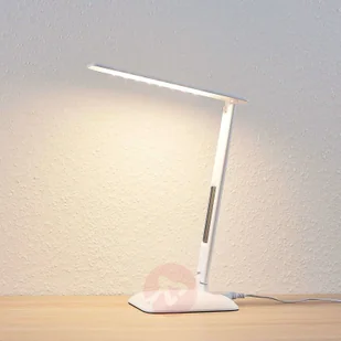 LINDBY Lampka biurkowa LED Ludmilla, wyświetlacz, biała - Lampy stojące - miniaturka - grafika 4