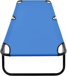 vidaXL Składany leżak, niebieski, stal - Leżaki ogrodowe - miniaturka - grafika 6