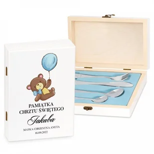 Murrano Zestaw Sztućców Dla Dzieci W Drewnianym Etui Nadruk Lisek SZT-ANIMALS_DRS-UV-034 - Sztućce dla dzieci - miniaturka - grafika 3