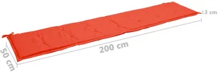 vidaXL Poduszka na ławkę ogrodową, czerwona, 200 x 50 x 3 cm - Poduszki ogrodowe - miniaturka - grafika 6