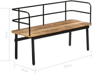 vidaXL Ławka, 120x40x70 cm, lite drewno mango vidaXL - Ławki do przedpokoju - miniaturka - grafika 9