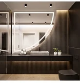 Lustra - Łukasz Ochwat Alfaram Lustro łazienkowe podświetlane LED Ćwiartka koła II, Ćwiartka: 200x200 - miniaturka - grafika 1