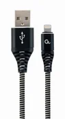 Kable USB - Gembird KABEL PREMIUM USB 2.0 DO 8-PIN (METALOWE WTYKI,OPLOT) 1M, CZARNO/BIAŁY CC-USB2B-AMLM-1M-BW - miniaturka - grafika 1
