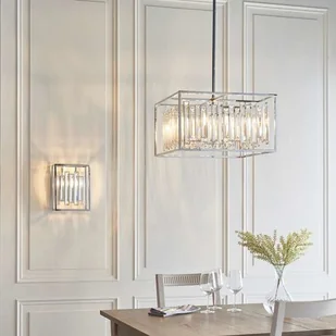 Endon Glamour LAMPA wisząca ACADIA 81931 Endon prostokątna OPRAWA metalowa klatka ZWIS z kryształkami chrom przezroczysta 81931 - Lampy sufitowe - miniaturka - grafika 6