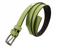 Paski - MASSIMO (PL) Pasek Damski Skórzany Gładki MASSIMO (PL) 20 mm BARDZO JASNY ZIELONY Wąski - miniaturka - grafika 1