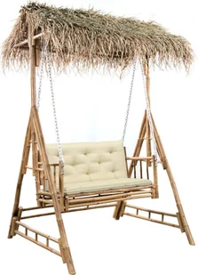 vidaXL 2-os huśtawka ogrodowa bambus i liście palmy poduszka 202cm 3063938 - Huśtawki - miniaturka - grafika 4