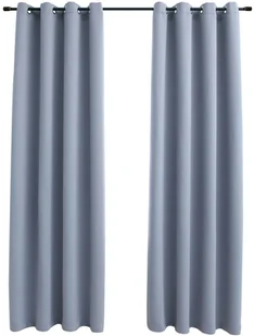 vidaXL Zasłony zaciemniające z metalowymi kółkami, 2 szt., szare - Zasłony - miniaturka - grafika 2
