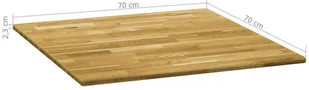 vidaXL Kwadratowy blat do stolika z drewna dębowego, 23 mm, 70 x 70 cm vidaXL - Blaty meblowe i parapety okienne - miniaturka - grafika 3