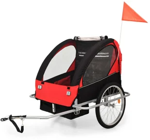 vidaXL Rowerowa przyczepka dla dzieci/wózek 2-w-1, czarny i czerwony vidaXL - Przyczepki rowerowe - miniaturka - grafika 2