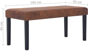 vidaXL Ławka, 106 cm, brązowa, sztuczny zamsz vidaXL - Ławki do przedpokoju - miniaturka - grafika 7