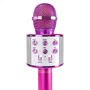 MAX MAX KM01, mikrofon karaoke typu 2 w 1, głośnik, odtwarzacz multimediów, różowy SKY-130.133 - Inne akcesoria audio-wideo - miniaturka - grafika 3