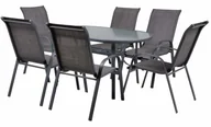 Meble ogrodowe - Hecht EKONOMY SET 6 MEBLE OGRODOWE ZESTAW MEBLI OGRODOWYCH STÓŁ + 6 KRZESEŁ STAL ALUMINIUM SZKŁO EKONOMY SET 6 MEBLE OGRO - miniaturka - grafika 1