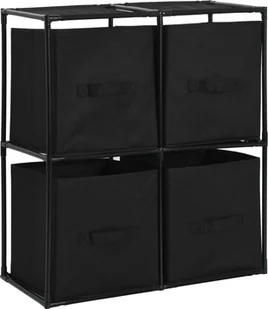 vidaXL Szafka, 4 kosze z tkaniny, czarne, 63x30x71 cm, stal vidaXL - Szafki do salonu - miniaturka - grafika 8