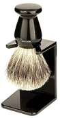 Pędzle do golenia - Edwin Jagger 1ej946sds Traditional English Best Badger Hair Shaving Brush Faux Ebony Medium with Drip Stand, Black, Medium 1EJ946sds - miniaturka - grafika 1