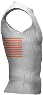 Compressport Triathlonowa koszulka kompresyjna TRI POSTURAL TANK TOP biało-pomarańczowa - Koszulki sportowe męskie - miniaturka - grafika 4