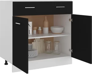 vidaXL Szafka kuchenna, czarna, 80x46x81,5 cm, płyta wiórowa - Szafki kuchenne - miniaturka - grafika 4