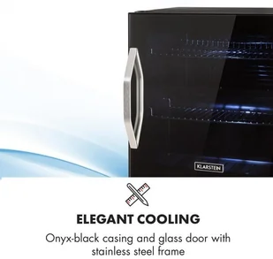 Klarstein Beersafe L Onyx lodówka na napoje A+ LED ruszty z metalu szklane drzwi czarna - Szafy i witryny chłodnicze - miniaturka - grafika 7