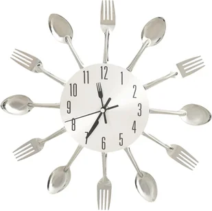 VidaXL Lumarko Zegar ścienny z łyżek i widelców, srebrny, 31 cm, aluminium 325162 VidaXL - Zegary - miniaturka - grafika 4