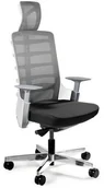 Fotele i krzesła biurowe - Unique Meble Ergonomiczne krzesło biurowe Spinelly, czarne, szare z zagłówkiem - miniaturka - grafika 1