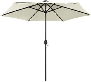 vidaXL Parasol ogrodowy z LED i aluminiowym słupkiem, 270 cm, piaskowy vidaXL - Parasole ogrodowe - miniaturka - grafika 14
