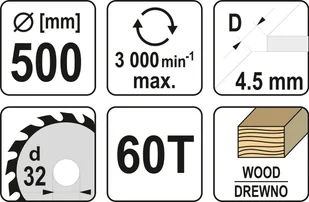 YATO TARCZA DO DREWNA BEZ WIDII 500X60TX32MM YT-60871 - Tarcze do pił - miniaturka - grafika 3