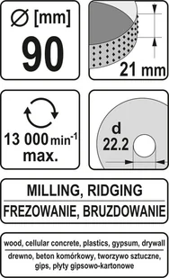 Yato Frez tarnikowy do drewna 90mm YT-59175 YATO YT-59175 - Frezy - miniaturka - grafika 5