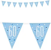 Urodziny dla dorosłych - Unique Baner flagi "60 Urodziny Glitz Holo" niebieski UNIQUE 274 cm U83442 - miniaturka - grafika 1