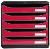 Pojemniki biurowe - Exacompta Exacompta 3097284D Premium organizer Premium Big Box Iderama 5 szuflad o dużej pojemności pojemnik na dokumenty A4+ dla większej ilości miejsca na biurku szafka czarna| malinowa 3097284D - miniaturka - grafika 1