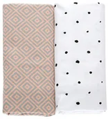 Otulacze - Motherhood Otulacze flanelowe premium 2 szt. Kwadraty różowe 80x120 cm - miniaturka - grafika 1