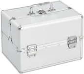 Kosmetyczki, organizery i kuferki - Kuferek na kosmetyki, 22 x 30 x 21 cm, srebrny, aluminiowy - miniaturka - grafika 1