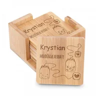 Pozostałe akcesoria barmańskie - Murrano Podkładki bambusowe grawer zestaw x6 dla miłośnika herbaty PDK-BMB-018 - miniaturka - grafika 1