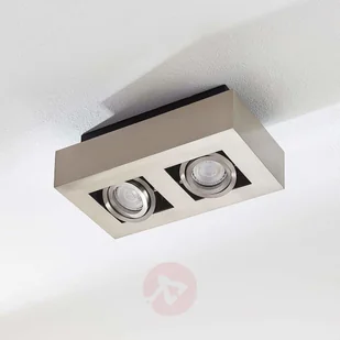 Lampenwelt com 2-punktowy spot LED Vince, nikiel satynowany - Lampy sufitowe - miniaturka - grafika 4