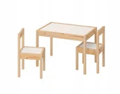 Stoliki dla dzieci - Ikea Latt Stolik dziecięcy i 2 krzesła biały/sosna - miniaturka - grafika 1