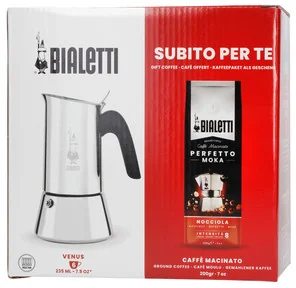 Bialetti Kawiarka Venus 6 TZ Srebrny + kawa Perfetto Moka Nocciola 200g | - Zaparzacze i kawiarki - miniaturka - grafika 3