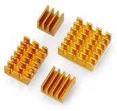 Podzespoły elektroniczne - Raspberry Pi OEM Zestaw radiatorów do 4B - z taśmą termoprzewodzącą - złote - 4szt. DNG-18747 - miniaturka - grafika 1