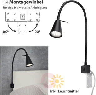 Briloner Kinkiet LED 2080 do montażu przy łóżku, czarna - Lampy ścienne - miniaturka - grafika 5