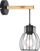 Lampy ścienne - Candellux Druciana LAMPA ścienna BERNITA 21-77059 metalowa OPRAWA kinkiet czarny drewno 21-77059 - miniaturka - grafika 1