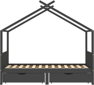 VidaXL Lumarko Łóżko dziecięce z szufladami ciemnoszare, lita sosna, 90x200 cm 322153 VidaXL - Łóżeczka i kojce - miniaturka - grafika 3