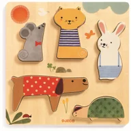 Zabawki kreatywne - Djeco ZWIERZĄTKA DOMOWE drewniana układanka DJ01051 - miniaturka - grafika 1