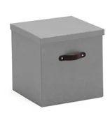 Pojemniki biurowe - AJ Produkty Pudło TIDY, szary, skórzany uchwyt, 314x315x315 mm - miniaturka - grafika 1