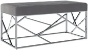 Ławki do przedpokoju - vidaXL Ławka, 97 cm, szara, aksamitna tkanina i stal nierdzewna vidaXL - miniaturka - grafika 1